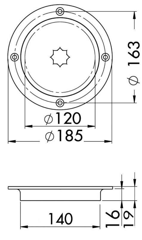 Inspection hatch AISI 316 passage 120 mm - foto originale Osculati Srl