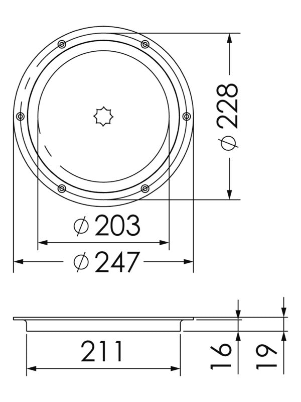 Inspection hatch AISI 316 passage 203 mm - foto originale Osculati Srl