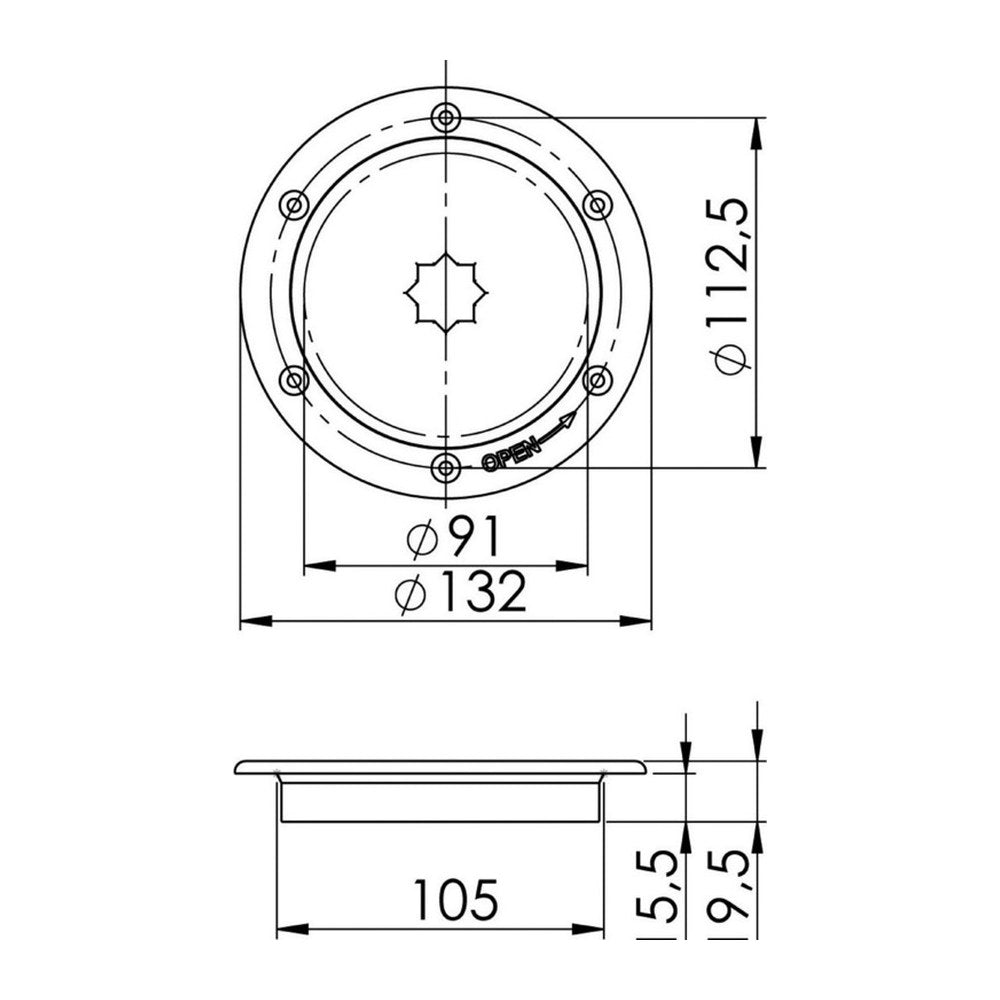 Inspection hatch AISI 316 passage 91 mm - foto originale Osculati Srl