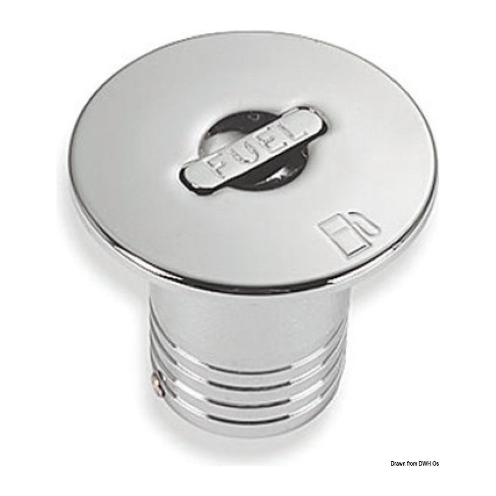 Chromed brass FUEL straight deck plug 50 mm - foto originale Osculati Srl