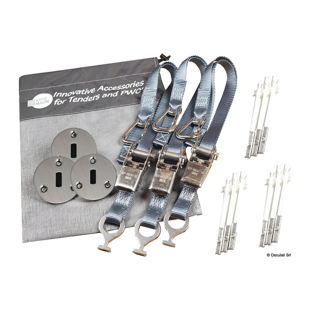 Rapid Marine Set of 3 Flush padeyes + 3 grey belts 25mm - foto originale Osculati Srl