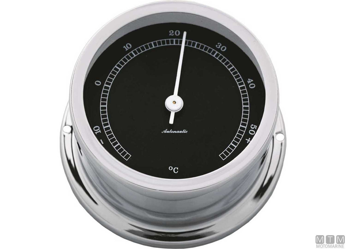 A-Nautic Minor thermometer 72 mm black dial chrome-plated brass - original photo Motomarine Srl