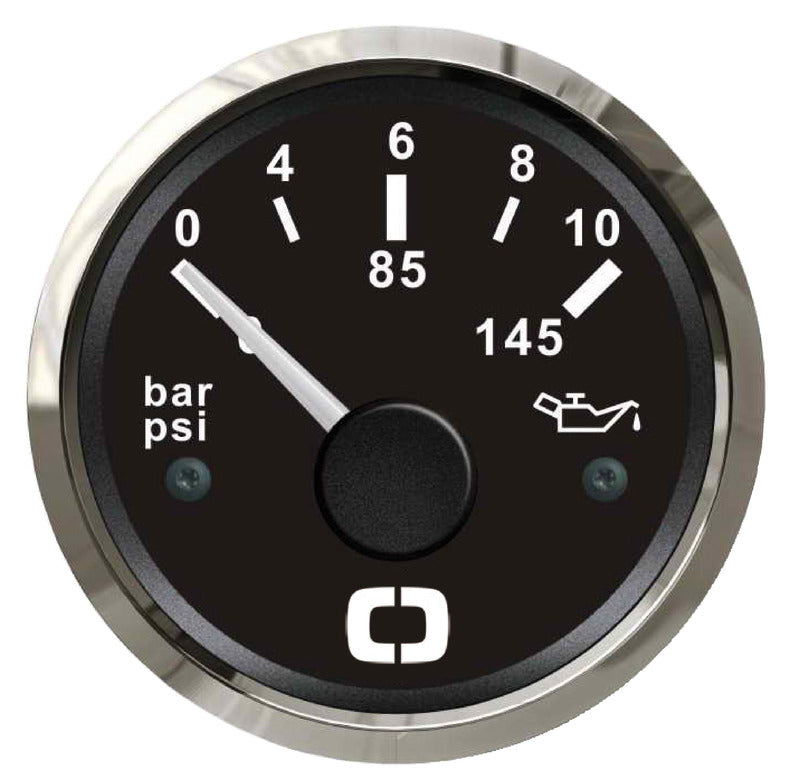 Oil pressure indicator 0/10 bar black/glossy - foto originale Osculati Srl