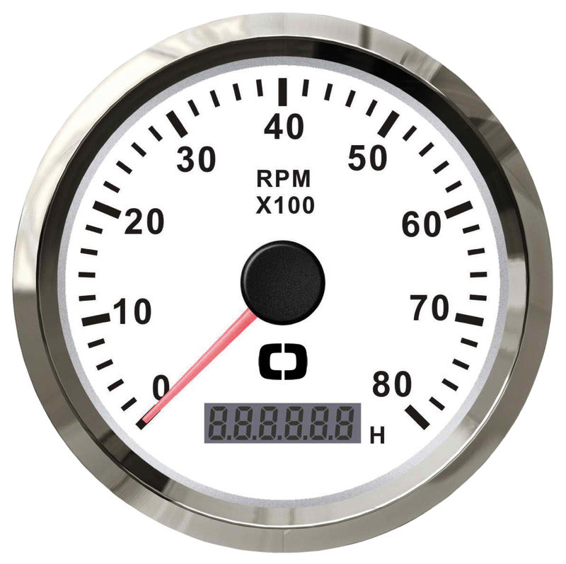 Revolution counter 0-8000 RPM white/glossy - foto originale Osculati Srl