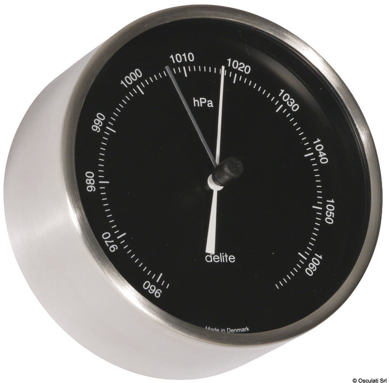 Vion Clausen barometer satin SS housing, black dial - foto originale Osculati Srl