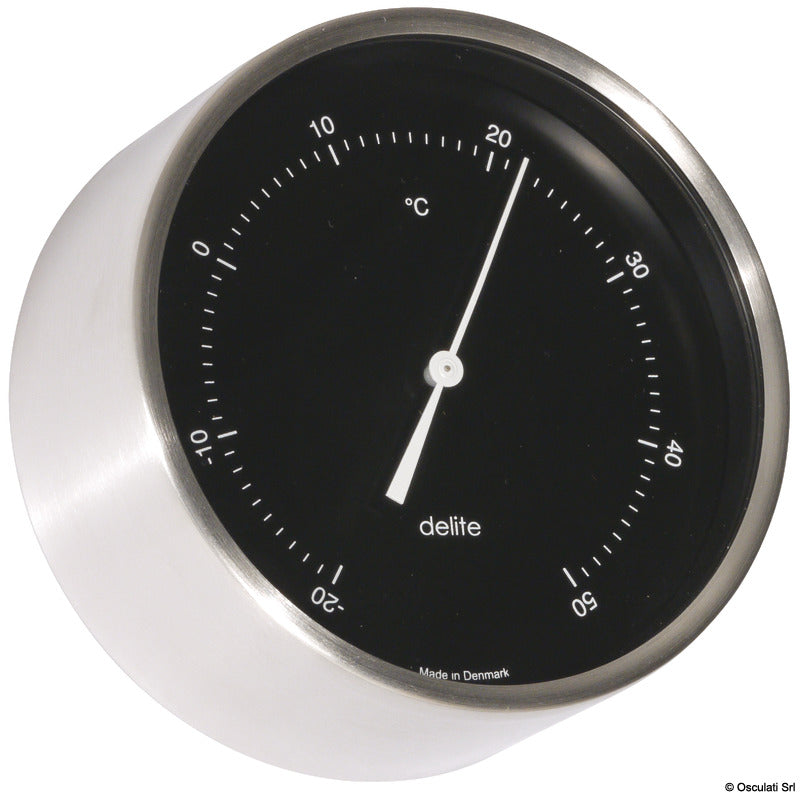 Vion Clausen thermometer satin SS housing, black dial - foto originale Osculati Srl