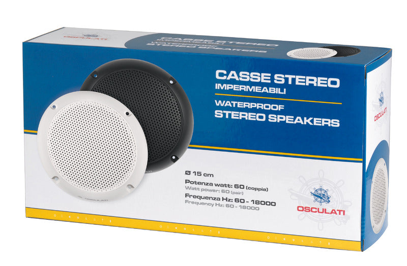Pair of 2-ways loudspeakers 150 mm 60 W black - foto originale Osculati Srl
