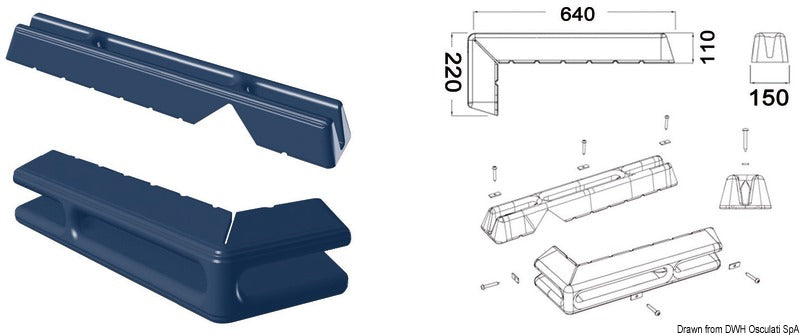 Marina and pile fender 640 + 220 mm blue - foto originale Osculati Srl