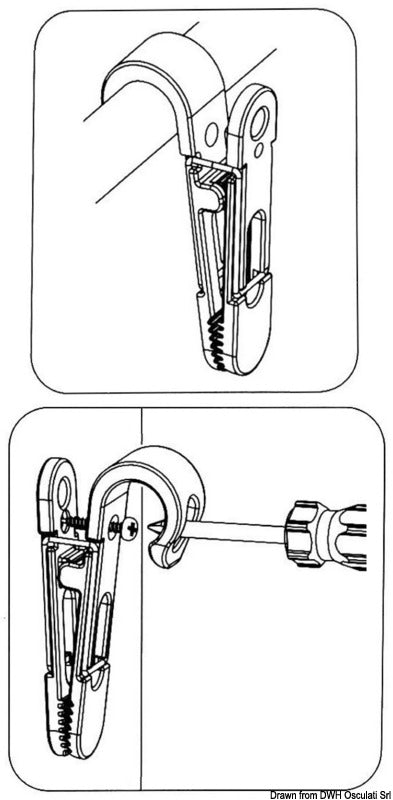 Bulkhead fixing clip 22/28 mm - foto originale Osculati Srl