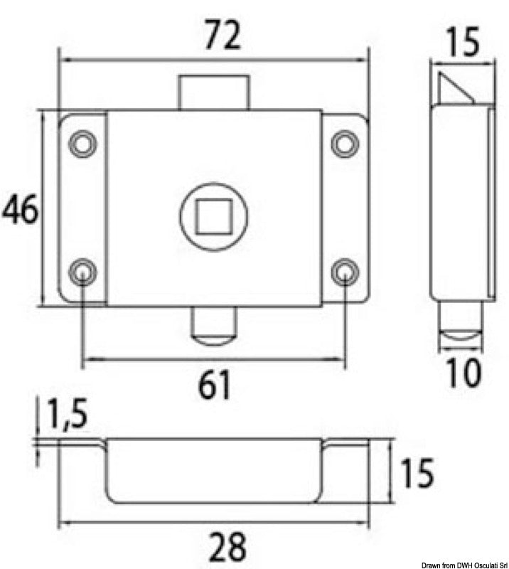 Chromed brass WC 70x45 mm - foto originale Osculati Srl