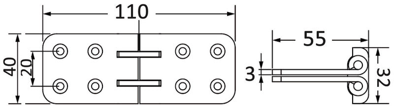 !80° rotation tip-top hinge AISI 316L - foto originale Osculati Srl