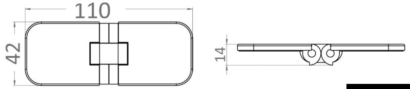 Foldable precision hinge 180° rotation 110x42 mm - foto originale Osculati Srl