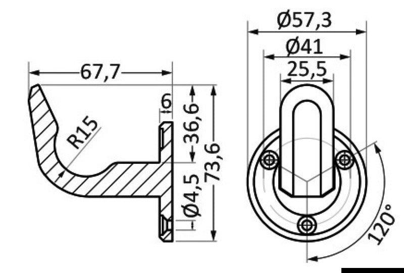 AISI316 high-resistance hook 73.6x67.7x57.3 mm - foto originale Osculati Srl