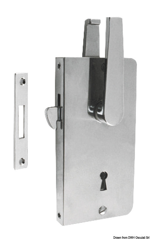 Chromed brass sliding door lock w/regular key - foto originale Osculati Srl