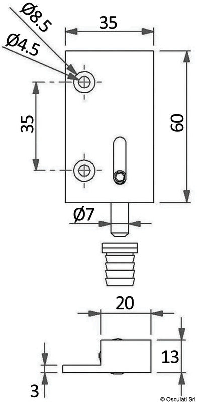 Right+left pin hinge chrome-plated brass 35x60cm - foto originale Osculati Srl