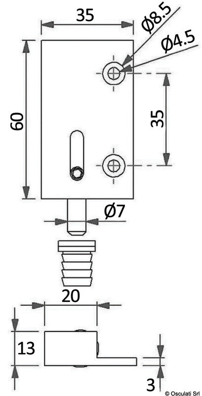 Right+left pin hinge chrome-plated brass 35x60cm - foto originale Osculati Srl