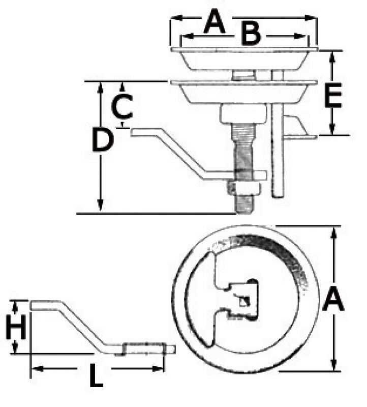 Lift latch mirror polished AISI316 90 mm - foto originale Osculati Srl