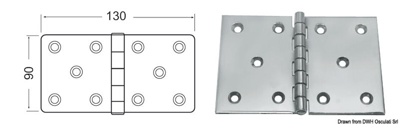 SS hinge 130x90 mm - foto originale Osculati Srl