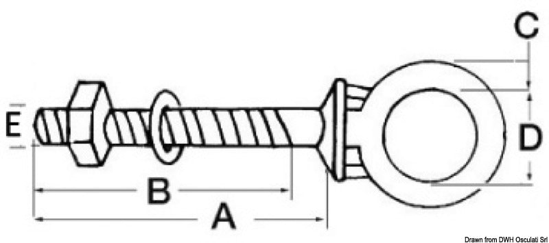 Eyebolt AISI316 10x100 mm (pack of 10) - foto originale Osculati Srl
