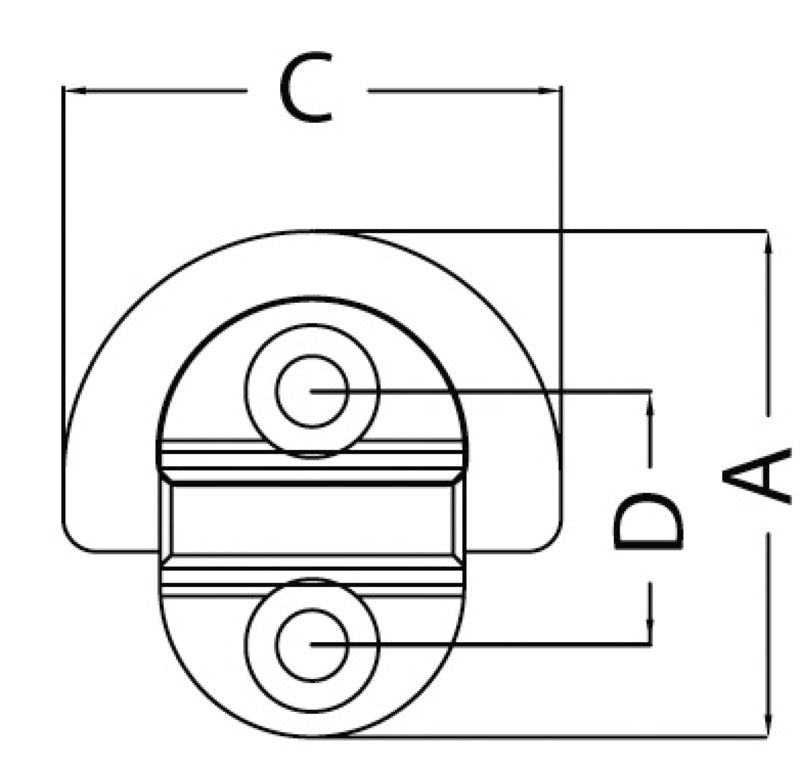 Folding pad eye 45x45 mm 6 mm ring (2 holes) Breaking load kg 1800 - foto originale Osculati Srl