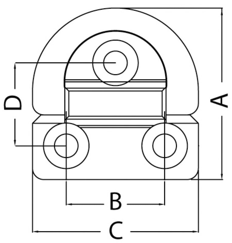Folding pad eye 59x61 mm 8 mm ring Breaking load kg 4000 - foto originale Osculati Srl