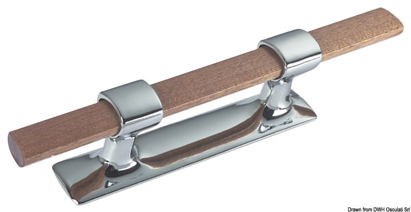 Cleat chromed brass and mahogany 210 mm - foto originale Osculati Srl