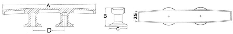 Skandy cleat 240 mm - foto originale Osculati Srl