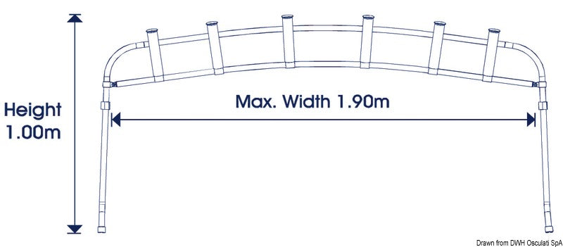 Oceansouth Rod holder rack for bimini 6 places - foto originale Osculati Srl
