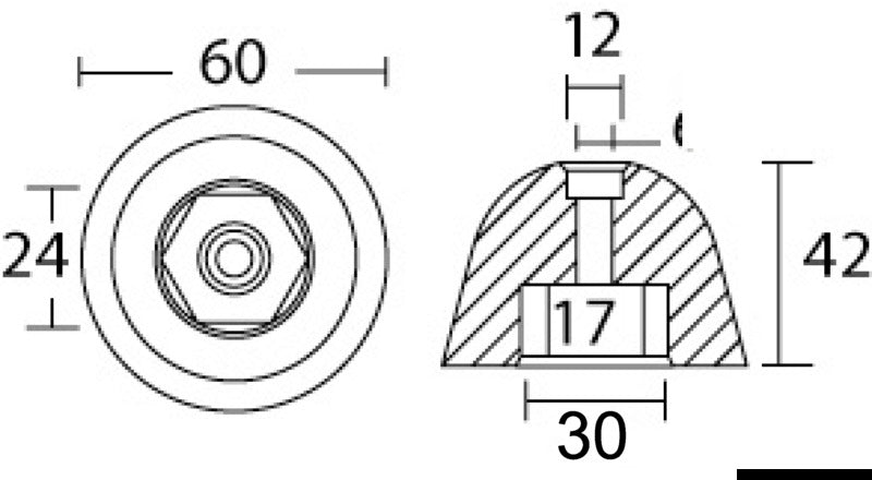 Tecnoseal Spare anode for Vetus Bow 130/160 - foto originale Osculati Srl