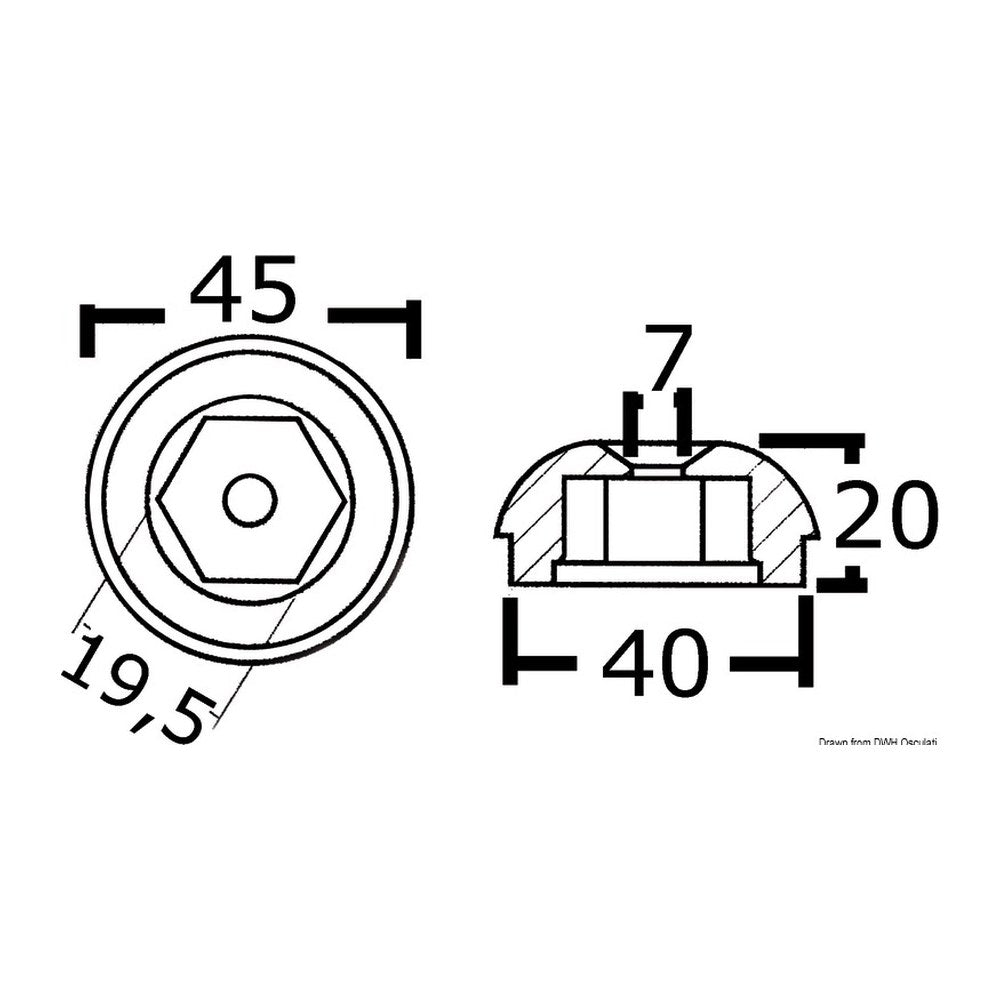 Tecnoseal Aluminium spare anode orig. ref. 71190A - foto originale Osculati Srl