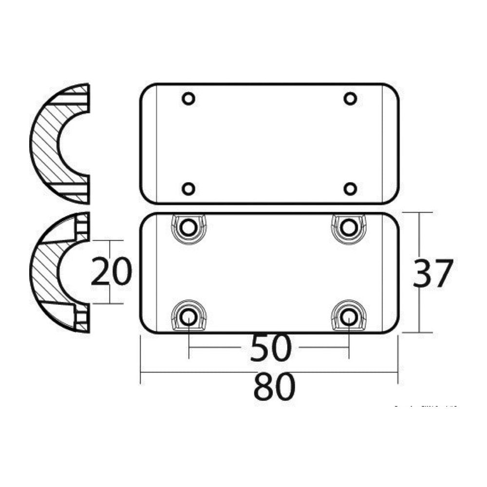 Tecnoseal Aluminium spare anode orig. ref. 140629 - foto originale Osculati Srl