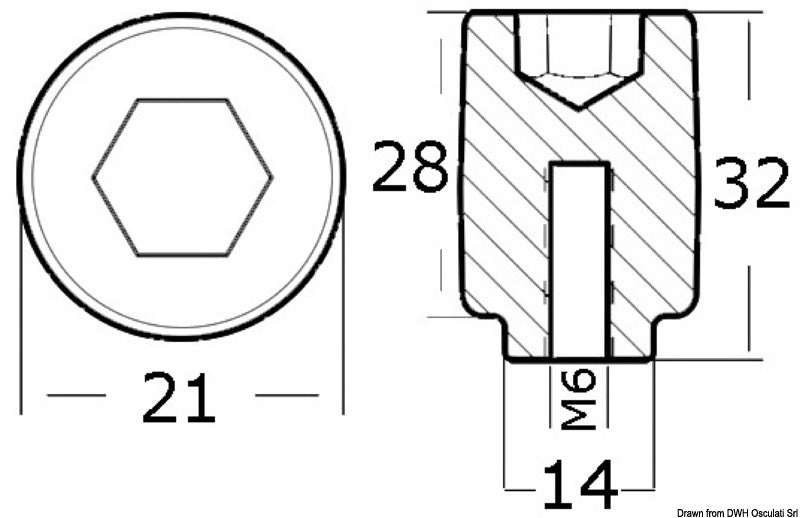 Tecnoseal Aluminium anode cylinder 80/225 HP - foto originale Osculati Srl