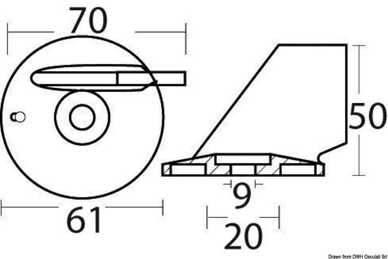 Tecnoseal Magnesium fin anode 55/85 HP + 40/70 4-stroke - foto originale Osculati Srl