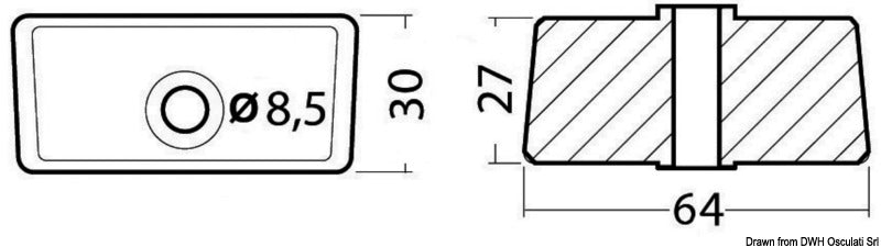Tecnoseal Magnesium cube anode - foto originale Osculati Srl