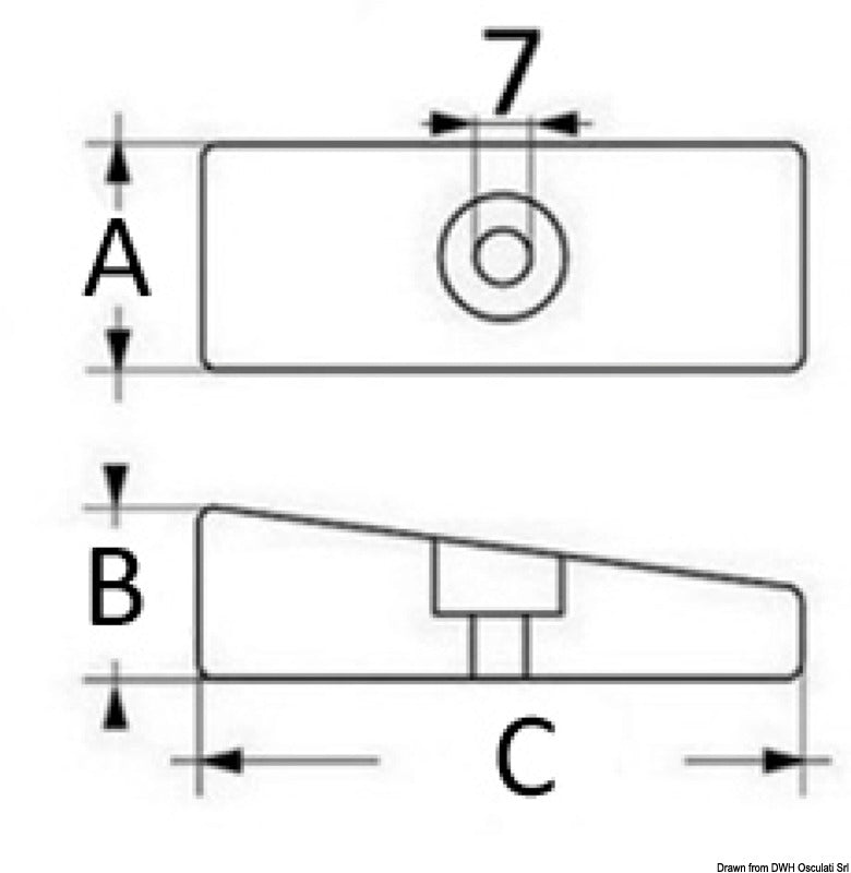 Tecnoseal Magnesium plate anode 75/225 HP 36 x 71 mm - foto originale Osculati Srl