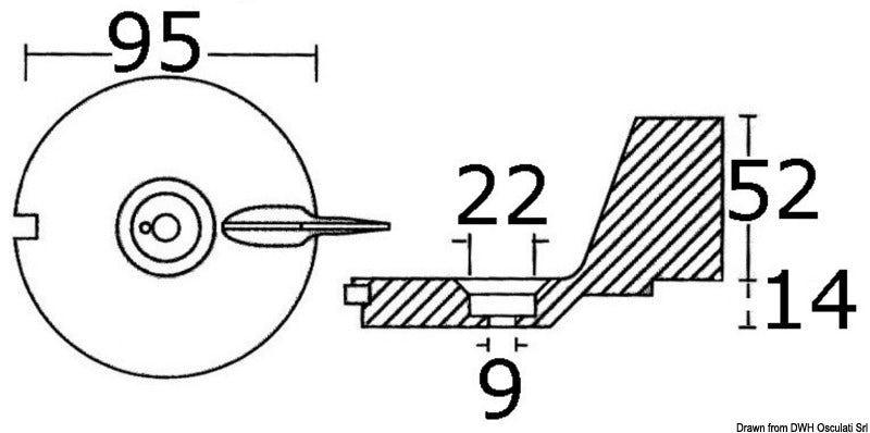 Tecnoseal Fin anode for outboard engines 18/25 HP - foto originale Osculati Srl