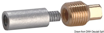 Tecnoseal Zinc+brass anode heat exch/manif 1/2’’ BSPT 57x16 - foto originale Osculati Srl