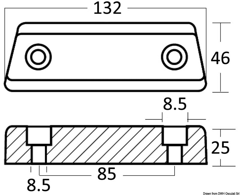Tecnoseal Base aluminium anode Duo Prop 852835-8 - foto originale Osculati Srl