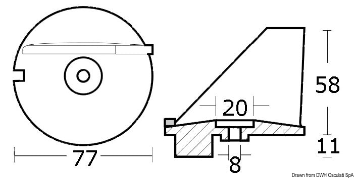 Tecnoseal Fin anode for 60/140 HP - foto originale Osculati Srl