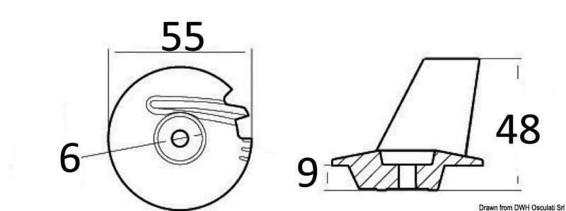 Tecnoseal Aluminum anode Tohatsu 8/20 HP - 4-stroke - foto originale Osculati Srl