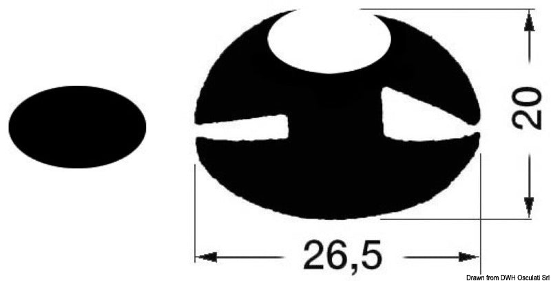 Tessilmare PVC porthole sealing black profile 26.5x20 mm (pack of 24) - foto originale Osculati Srl