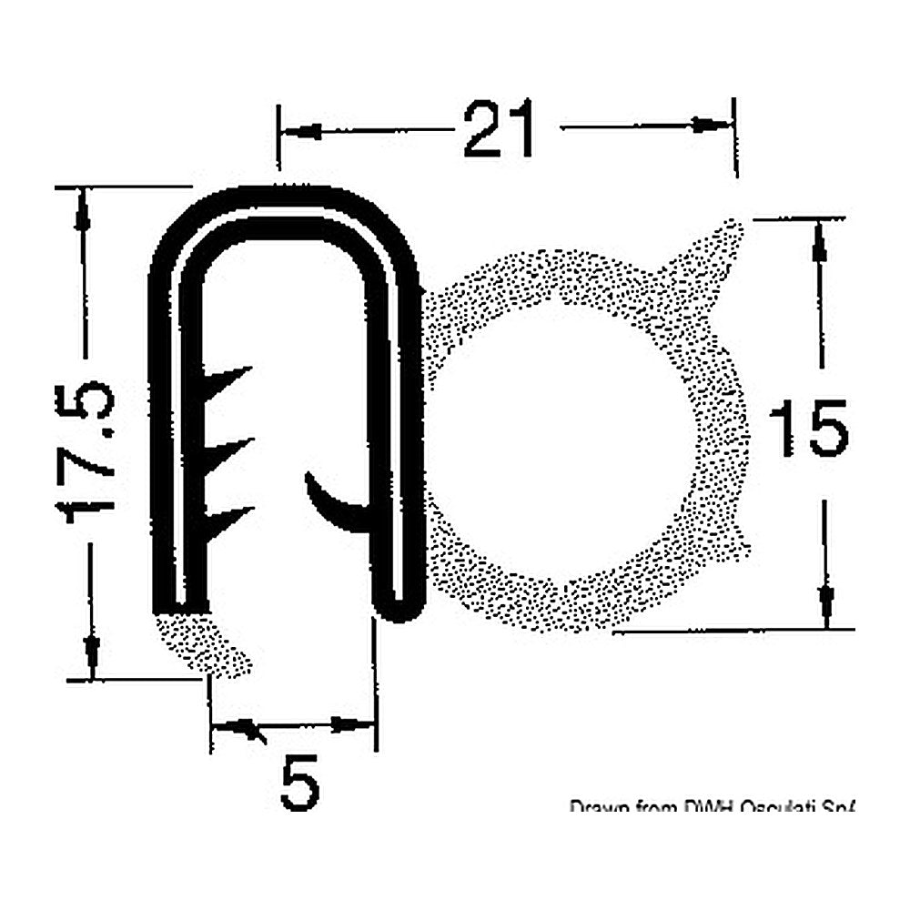 Reinforced PVC profile f. beading black 4-5mm 50m (pack of 50) - foto originale Osculati Srl