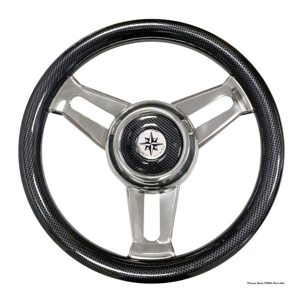Carbon steering wheel w/SS spikes Ø 350mm - foto originale Osculati Srl