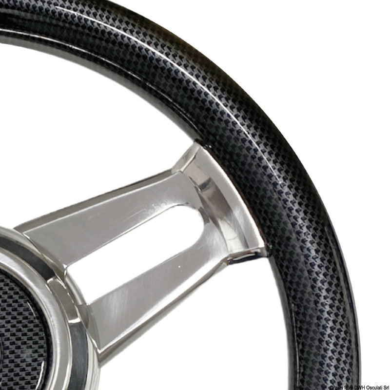 Carbon steering wheel w/SS spikes Ø 350mm - foto originale Osculati Srl
