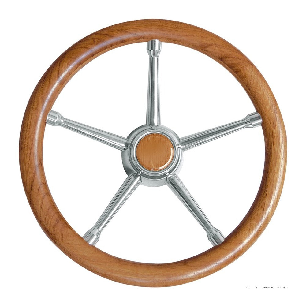 A soft polyurethane steering wheel teak/SS 350mm - foto originale Osculati Srl