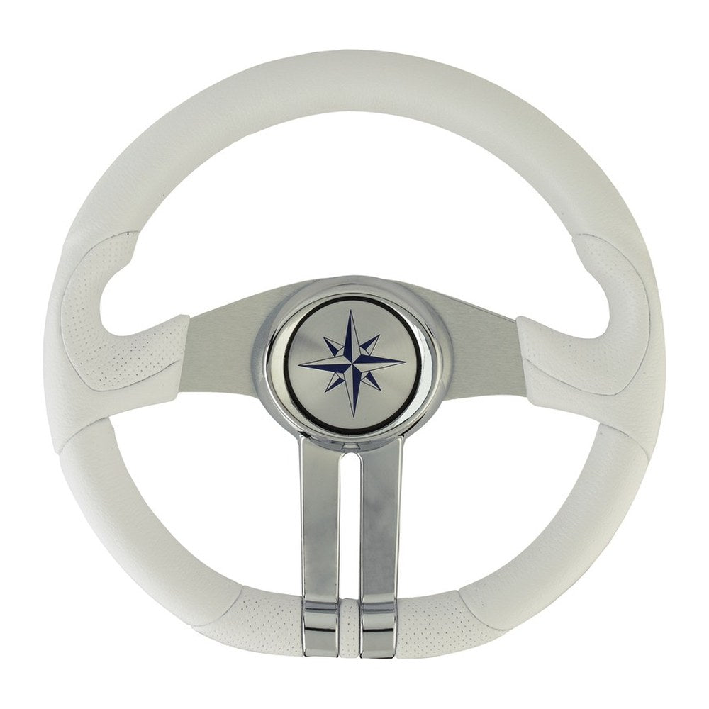 Baltic white steering wheel silver/chrome spokes - foto originale Osculati Srl