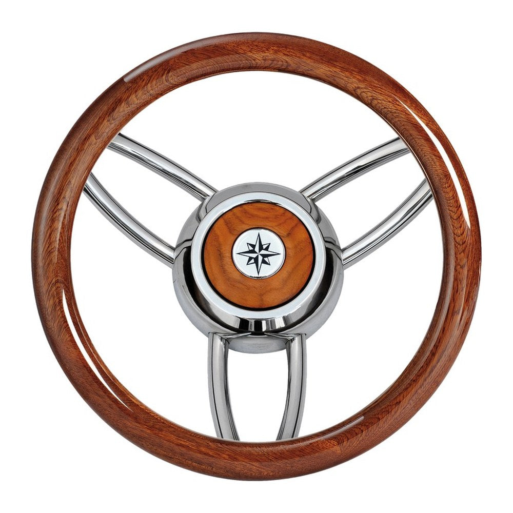Blitz steering wheel w/polished mahogany outerring - foto originale Osculati Srl