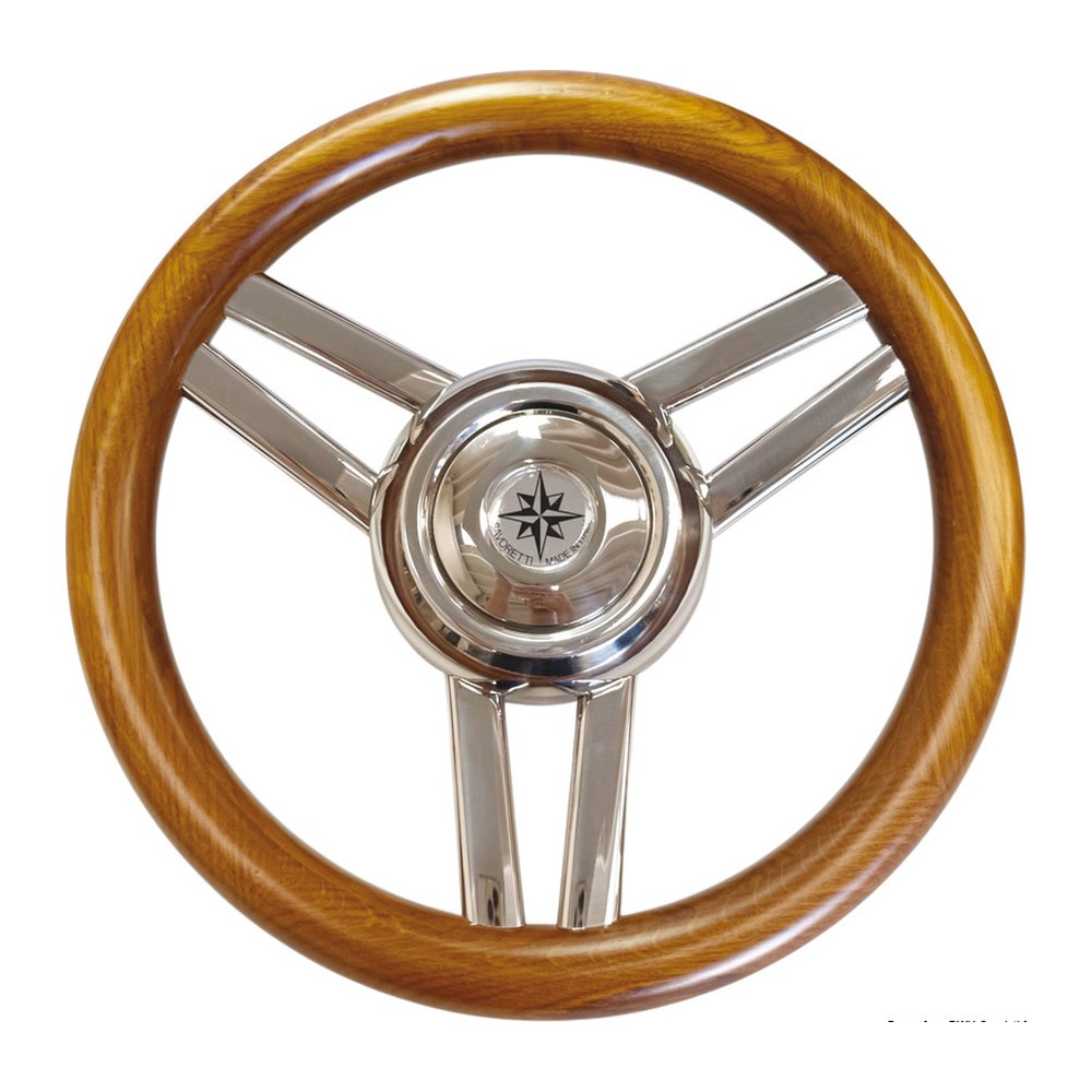Magnifico steering wheel 3-spoke Ø 350 mm teak - foto originale Osculati Srl