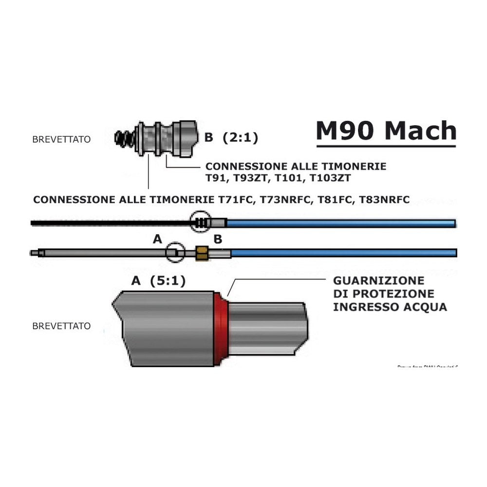 Ultraflex Steering cable M90 Mach 25' - foto originale Osculati Srl