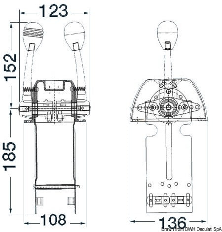Twin lever control box for one engine AISI316 - foto originale Osculati Srl